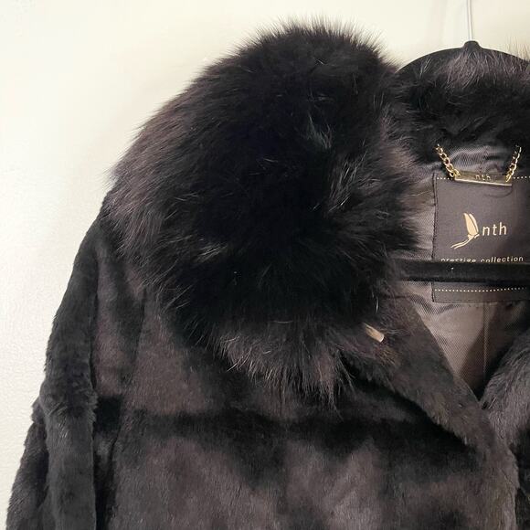 Nth Prestige Collection Women's Black Shrug Faux Fur Cropped Overcoat Size Small - Picture 6 of 11